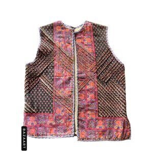 Women's VTG Artisan Textile Kantha Vest Boho Chic Artsy